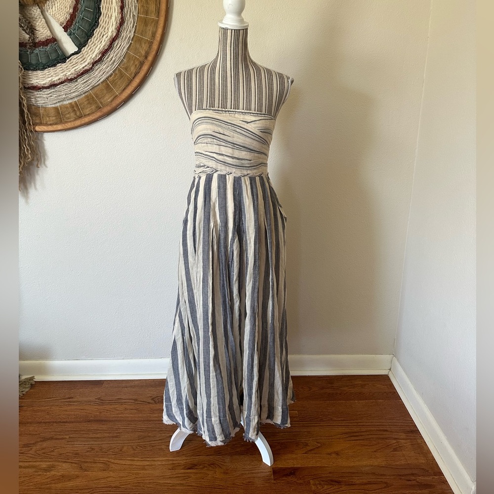 Free People Striped Strapless Maxi Dress Pockets Woman's Small